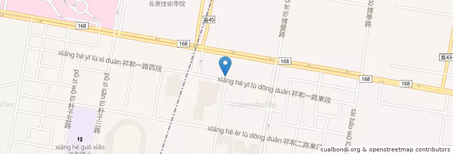 Mapa de ubicacion de 嘉義縣政府地下停車場 en Taiwan, Taiwan, Landkreis Chiayi, Taibao.