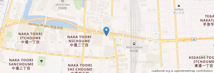 Mapa de ubicacion de Popcorn-Cafe & Bar en 日本, 秋田県, 秋田市.