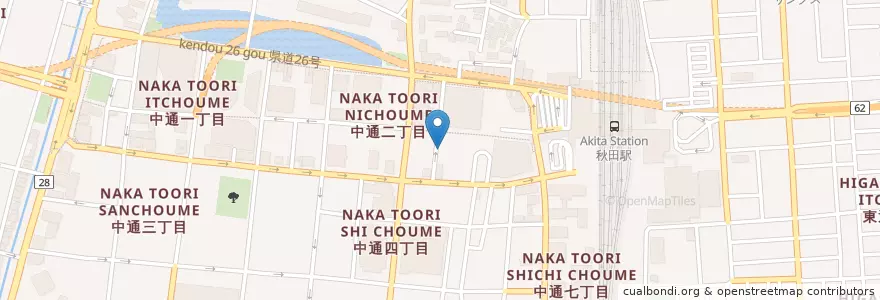 Mapa de ubicacion de 揚ヤ紀伊国屋 en Япония, Акита, 秋田市.