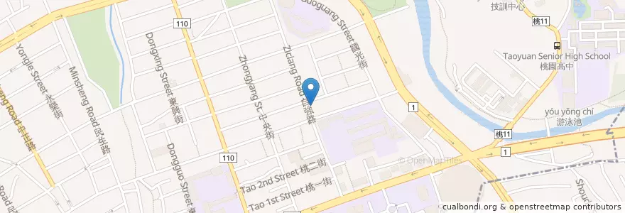Mapa de ubicacion de 暢春園水煎包 en تایوان, 桃園市, 桃園區.