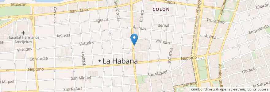 Mapa de ubicacion de Restaurante-Bar La Bonita en Cuba, L'Avana, Centro Habana.
