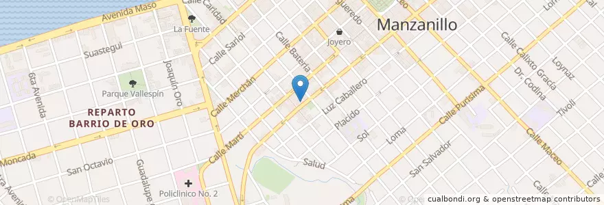 Mapa de ubicacion de Pizzería El Garage en كوبا, Granma, Manzanillo, Ciudad De Manzanillo.