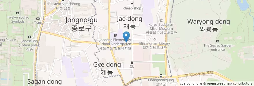 Mapa de ubicacion de スターバックス en 大韓民国, ソウル, 鍾路区, 嘉會洞, 종로1·2·3·4가동.