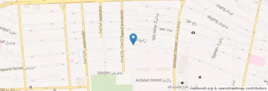 Mapa de ubicacion de مجتمع قضایی شهید قدوسی en Iran, Téhéran, شهرستان تهران, Téhéran, بخش مرکزی شهرستان تهران.