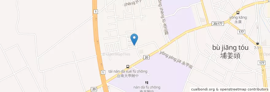Mapa de ubicacion de 二路元帥廟 en Taiwan, Tainan, Yongkang District.