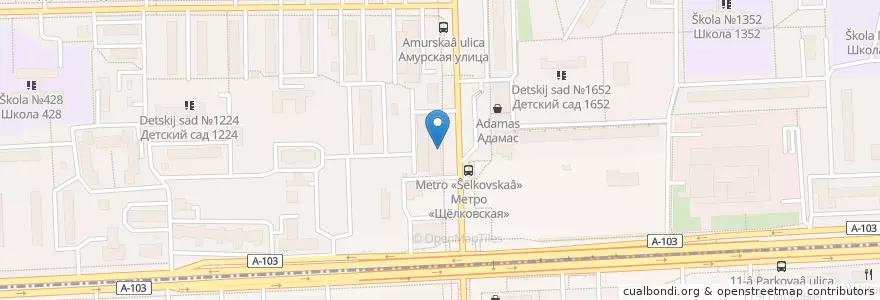 Mapa de ubicacion de Альфа-Банк en 러시아, Центральный Федеральный Округ, Москва, Восточный Административный Округ, Район Гольяново.