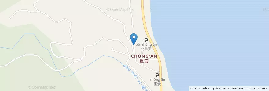 Mapa de ubicacion de 米軍炸彈警報鐘 en Тайвань, Тайвань, Тайдун, 成功鎮.