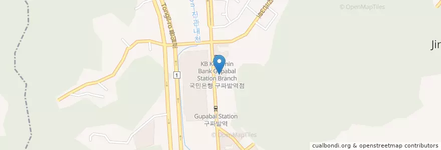 Mapa de ubicacion de 롯데리아 구파발역점 en Corée Du Sud, Séoul, 은평구, 진관동.
