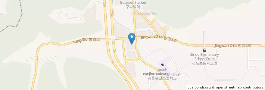 Mapa de ubicacion de 타요키즈카페 en Corée Du Sud, Séoul, 은평구, 진관동.