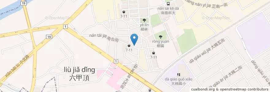 Mapa de ubicacion de 鼎盛發手工湯包 en 타이완, 타이난 시, 융캉구.