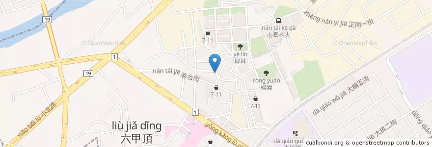 Mapa de ubicacion de 阿賢越南河粉 en 타이완, 타이난 시, 융캉구.
