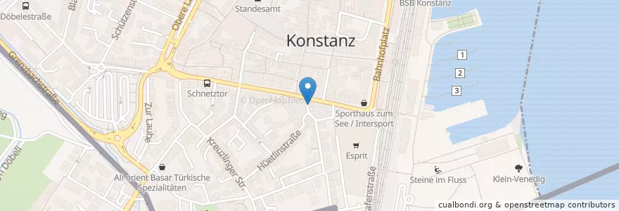 Mapa de ubicacion de Goldener Sternen en ドイツ, バーデン＝ヴュルテンベルク州, Regierungsbezirk Freiburg, Bezirk Kreuzlingen, Landkreis Konstanz, Verwaltungsgemeinschaft Konstanz, Konstanz.