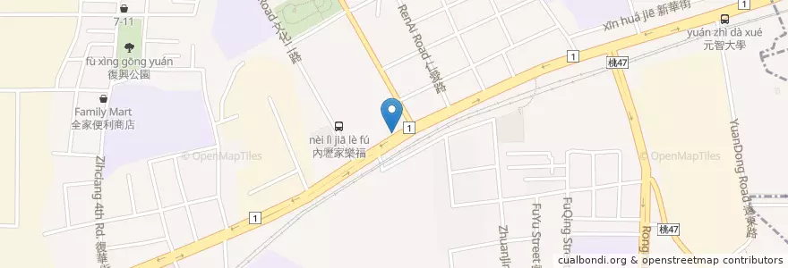 Mapa de ubicacion de 霸味薑母鴨 en Taiwan, 桃園市, 中壢區.