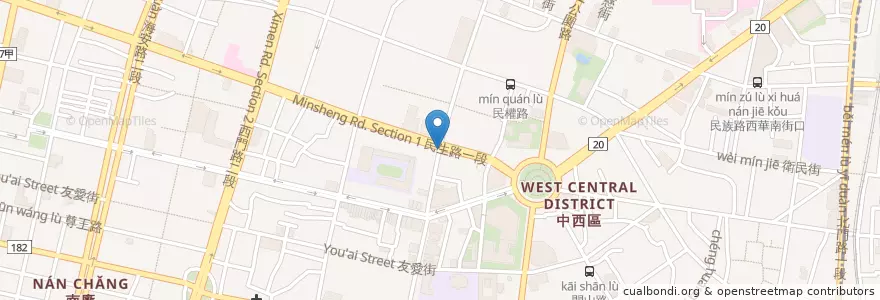 Mapa de ubicacion de 車輪餅 en 臺灣, 臺南市, 中西區.