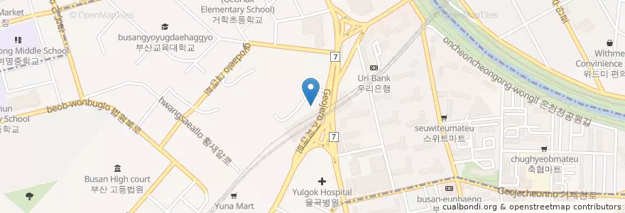 Mapa de ubicacion de 장수촌 순대/돼지국밥 en 大韓民国, 釜山, 東莱区, 巨堤洞.