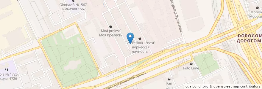 Mapa de ubicacion de SkuratovCoffee en Russia, Distretto Federale Centrale, Москва, Западный Административный Округ, Район Дорогомилово.