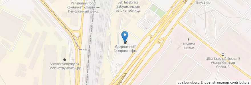 Mapa de ubicacion de Газпромнефть en Rusia, Distrito Federal Central, Москва, Северо-Восточный Административный Округ, Ярославский Район.