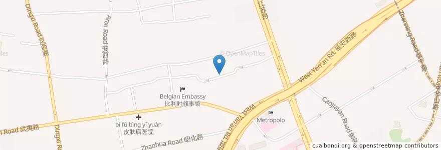 Mapa de ubicacion de Cafe OnAir en China, Shanghai, Changning District.