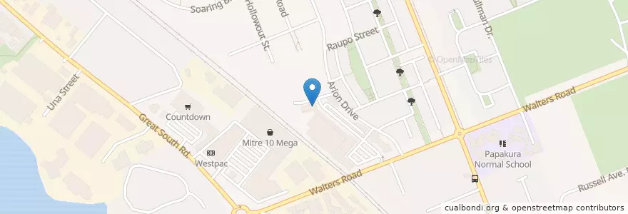 Mapa de ubicacion de The Blacksmith Eatery and Bar en Yeni Zelanda, Auckland, Papakura.