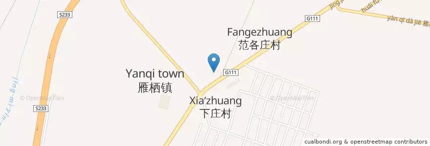 Mapa de ubicacion de 中国邮政储蓄银行范各庄支行 en 중국, 베이징시, 허베이성, 怀柔区 / Huairou.