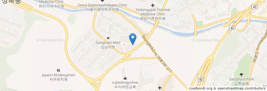 Mapa de ubicacion de 이디야커피 en Республика Корея, Кёнгидо, 용인시, 수지구.