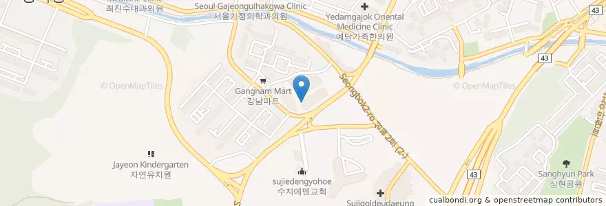 Mapa de ubicacion de 소풍길떡볶이 en Республика Корея, Кёнгидо, 용인시, 수지구.