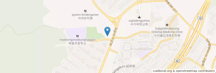 Mapa de ubicacion de 수지동물의료원 en 대한민국, 경기도, 용인시, 수지구.