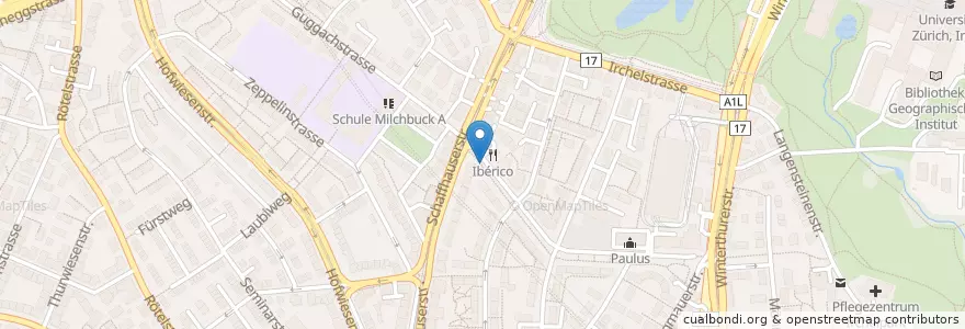 Mapa de ubicacion de Milchbuck en Schweiz/Suisse/Svizzera/Svizra, Zürich, Bezirk Zürich, Zürich.