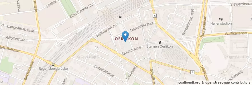 Mapa de ubicacion de Oerlikon Marktplatz en سويسرا, زيورخ, Bezirk Zürich, Zürich.
