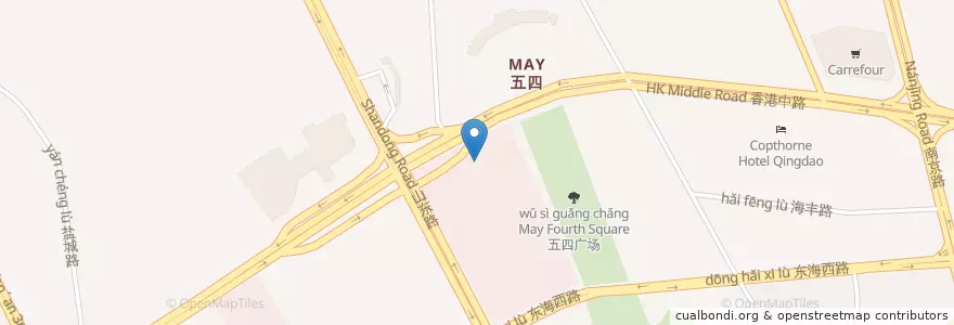 Mapa de ubicacion de Pizza Hut en 中国, 山东省, 青岛市, 市南区.