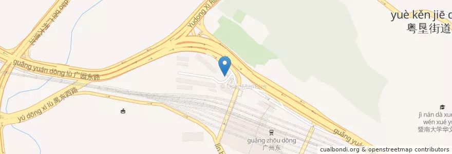 Mapa de ubicacion de Coach Terminal of Guangzhou East Railway Station en China, Guangdong, Guangzhou City, Tianhe District.