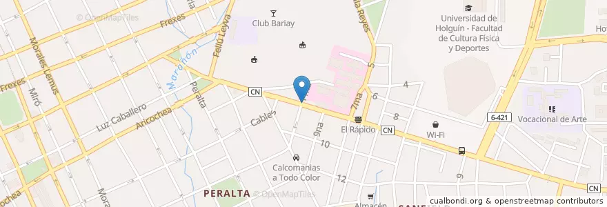 Mapa de ubicacion de Rapido "Las Baleares" en Куба, Ольгин, Holguín.