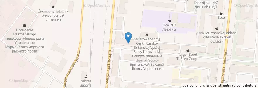 Mapa de ubicacion de точка отсчета en Rusia, Северо-Западный Федеральный Округ, Óblast De Múrmansk, Городской Округ Мурманск.
