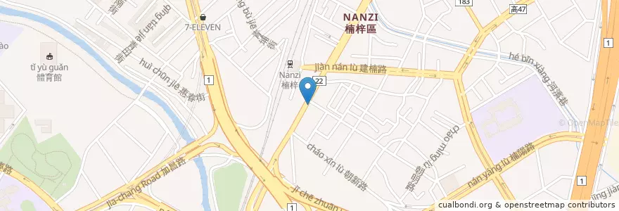 Mapa de ubicacion de 嘉義火雞肉飯 en Taiwan, Kaohsiung, Nanzi District.