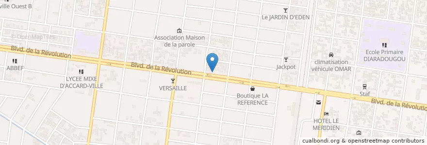 Mapa de ubicacion de Den Auto école en بوركينا فاسو, ارتفاع أحواض, Houet.