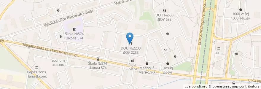 Mapa de ubicacion de ДОУ №2233 en Russie, District Fédéral Central, Moscou, Южный Административный Округ, Район Нагатино-Садовники.