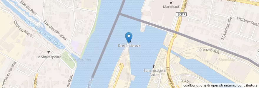 Mapa de ubicacion de Rhytaxi Basel GmbH, Wassertaxi ab Dreiländereck en 瑞士, Basel-Stadt, Basel.