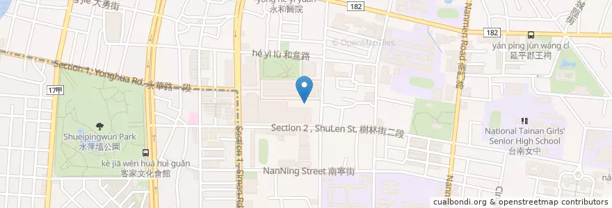 Mapa de ubicacion de 地下停車場 en Taiwan, 臺南市, 中西區.