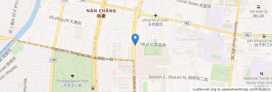 Mapa de ubicacion de 大億麗緻地下停車場入口 en Taiwan, Tainan, Zhongxi District.