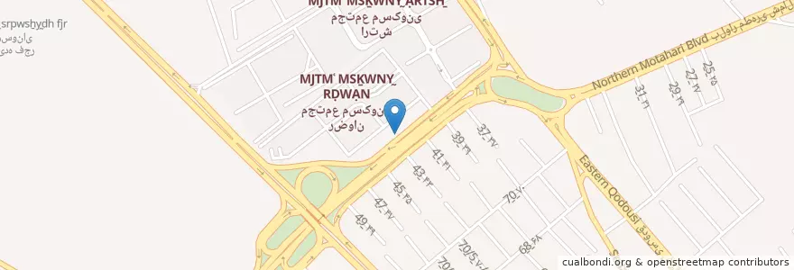 Mapa de ubicacion de درمانگاه رضوان en Iran, Fars, شهرستان شیراز, بخش مرکزی, شیراز.