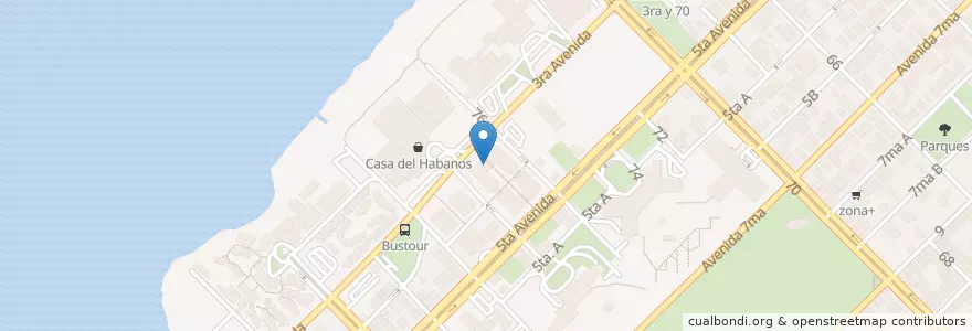Mapa de ubicacion de Amelia Cafeteria en Cuba, L'Avana, Playa.