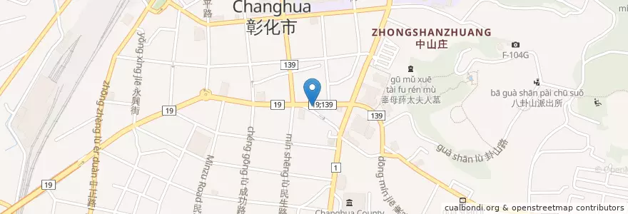 Mapa de ubicacion de 孔廟南投意麵 en 台湾, 台湾省, 彰化県, 彰化市.