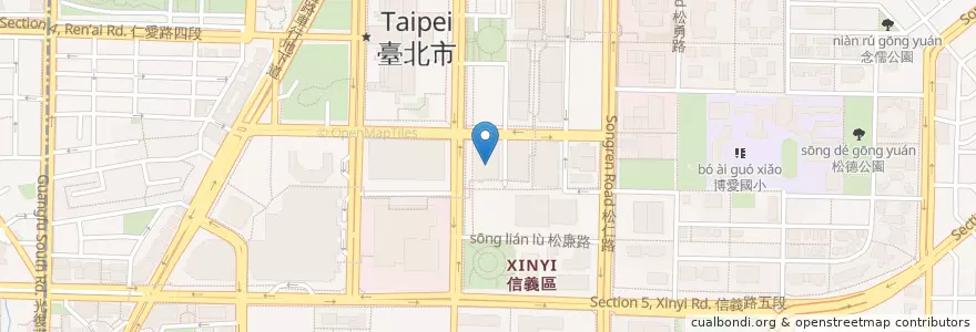 Mapa de ubicacion de 海底撈 en تايوان, تايبيه الجديدة, تايبيه, 信義區.