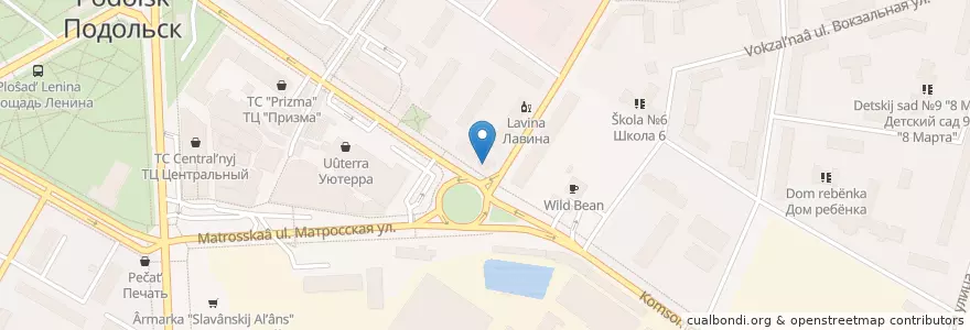 Mapa de ubicacion de Dodo Pizza en Russia, Central Federal District, Moscow Oblast, Podolsk Urban Okrug.