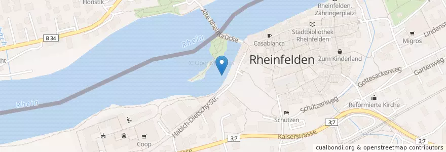 Mapa de ubicacion de Rheinfelden en 瑞士, Aargau, Bezirk Rheinfelden, Rheinfelden.