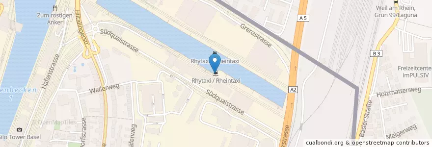 Mapa de ubicacion de Rhytaxi / Rheintaxi en سويسرا, مدينة بازل.