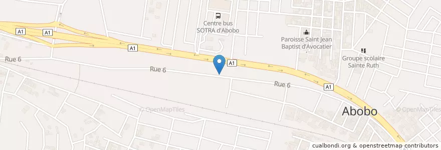 Mapa de ubicacion de Pharmacie La vierge du signe en Fildişi Sahili, Abican, Abobo.