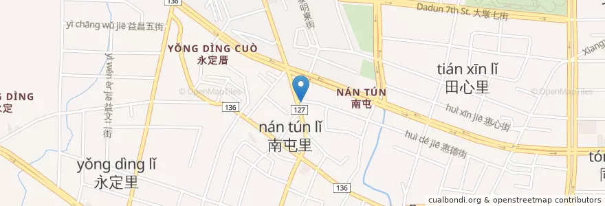 Mapa de ubicacion de 85度C en 臺灣, 臺中市, 南屯區.