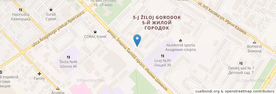 Mapa de ubicacion de Образовательный центр "Лингвенок" en Russland, Föderationskreis Nordkaukasus, Dagestan, Stadtkreis Machatschkala.