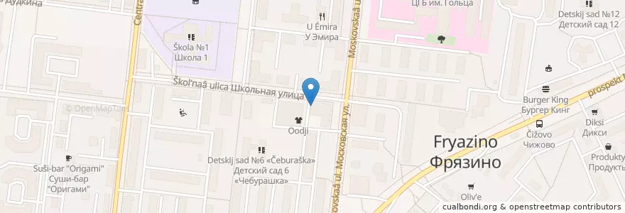 Mapa de ubicacion de Почта-Банк en Rússia, Distrito Federal Central, Oblast De Moscou, Городской Округ Щёлково, Городской Округ Фрязино.